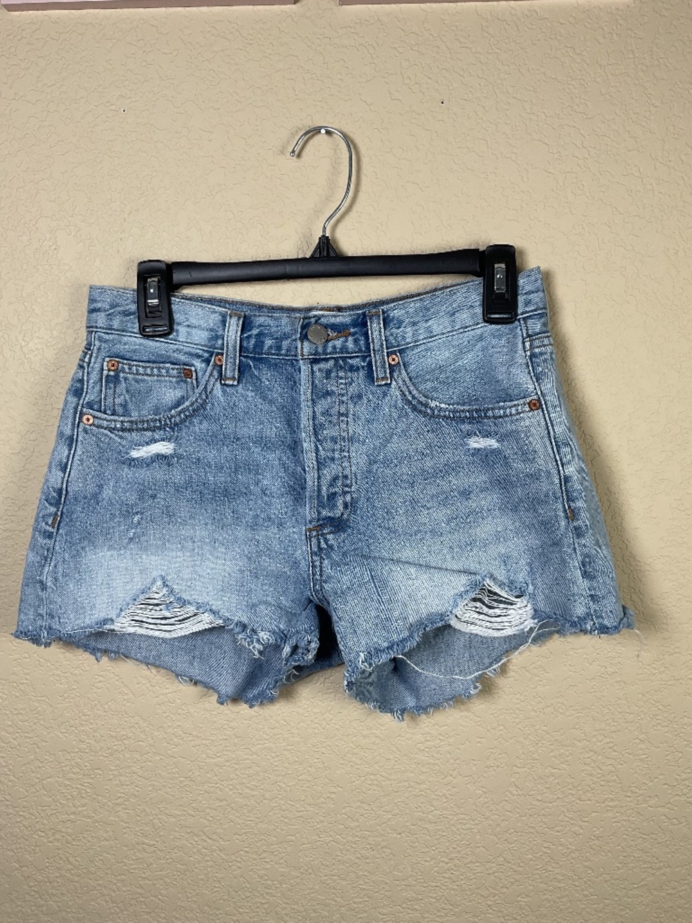 Denim Forum Womens 25 The Ex Boyfriend Short Denim Jean Distressed Shorts Cotton
